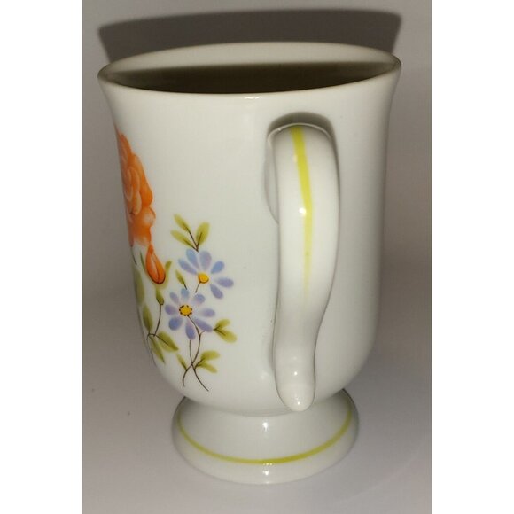 Vintage Royal Crown Butterfly And Flowers With Green/Yellow Stripe Mug RARE - Picture 8 of 12